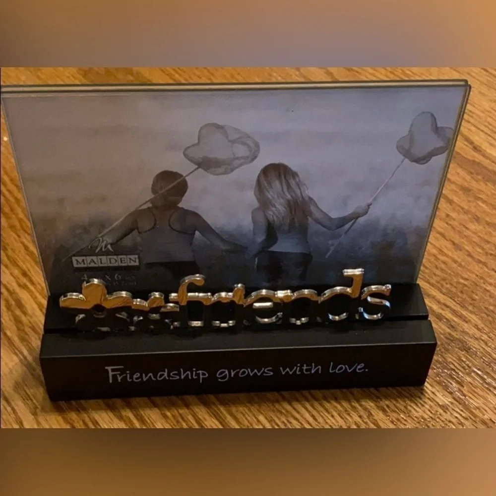 2 Family & Friends Expressions Picture Frames w/ Silver Word Accent 4x6 Black